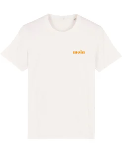 T-Shirt "Moin" Off White/Neonorange